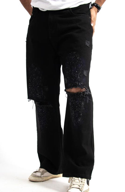 Midnight Galaxy Hand-Painted Jeans