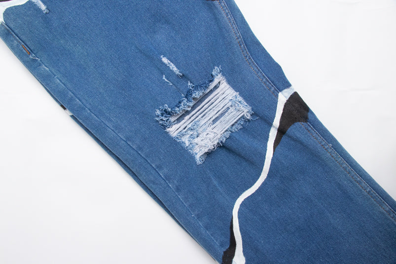 Abstract Cloud Wave Jeans
