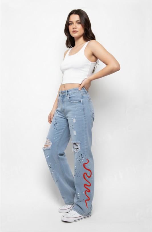 Artistic Splatter Cross Effect Jeans