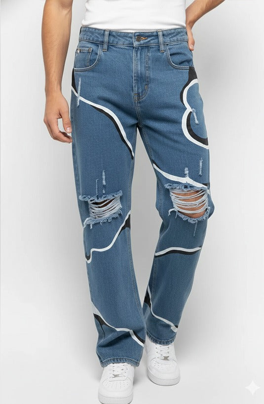 Abstract Cloud Wave Jeans