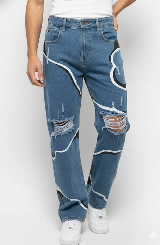 Abstract Cloud Wave Jeans