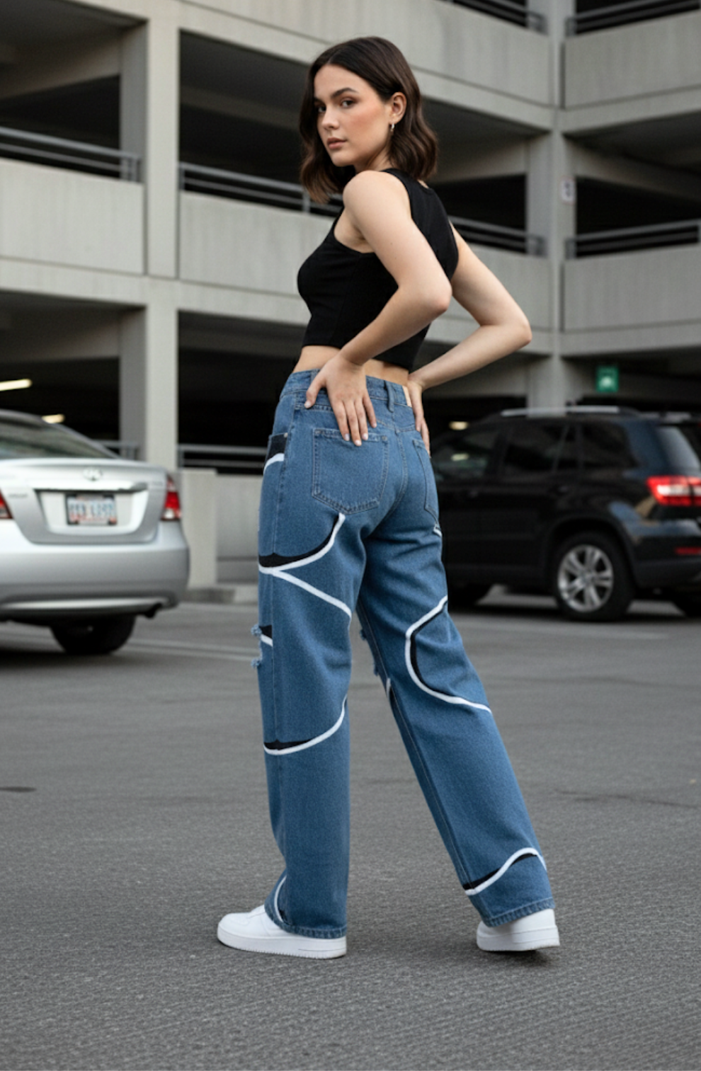 Abstract Cloud Wave Jeans