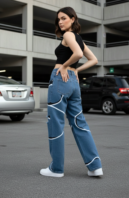 Abstract Cloud Wave Jeans