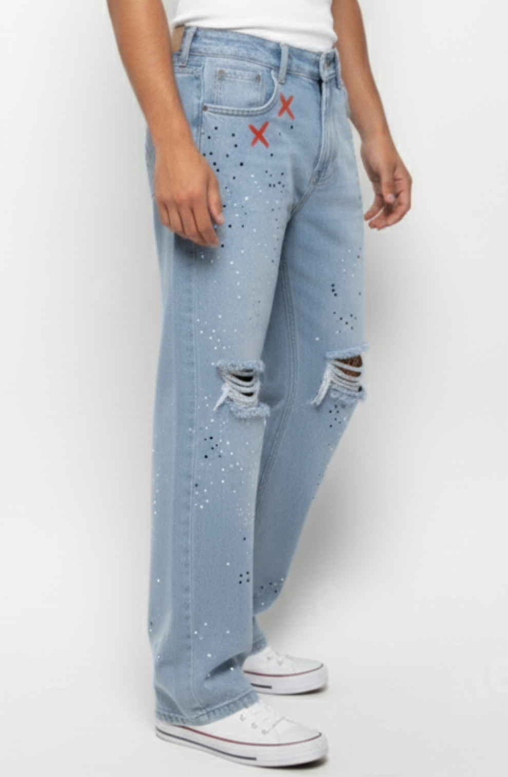 Artistic Splatter Cross Effect Jeans
