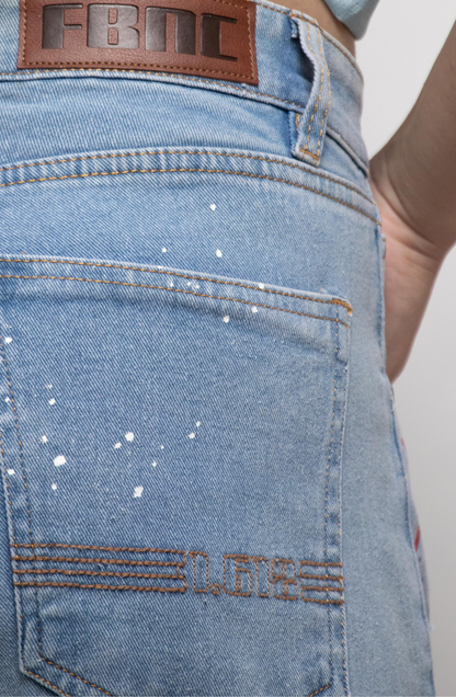 Artistic Splatter Cross Effect Jeans
